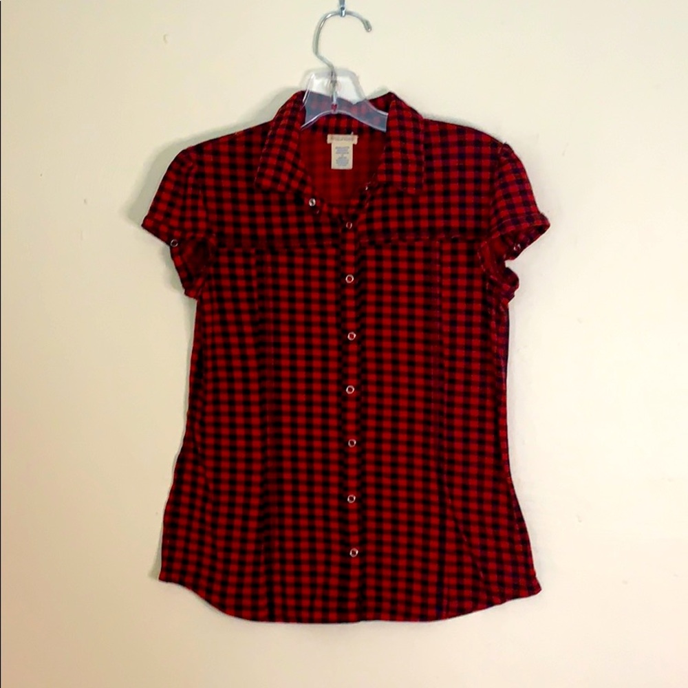 Red and Black Button Up